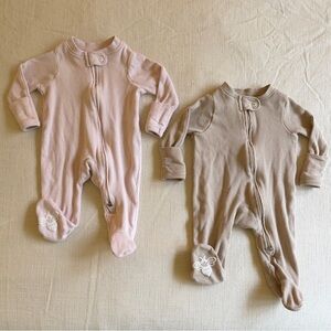 Burt’s Bees Baby set of 2 solid rib organic cotton sleep & play - NB